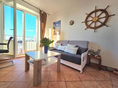 Wohnzimmer Ferienwohnung Kutterfisch - direkt im Stadthafen