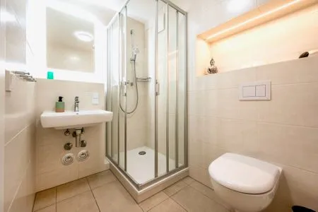 Badezimmer mit Dusche Residenz am Strand Wohnung 2-28