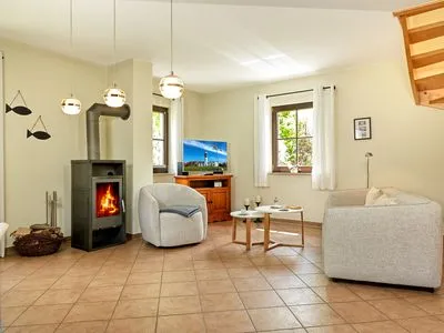 Wohnzimmer Reetdachhaus Hus Kieker