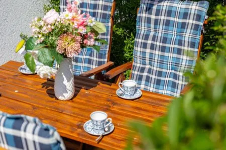 Kleine Terrasse Ferienpark Freesenbruch Reihenhaus 6 - Delfin
