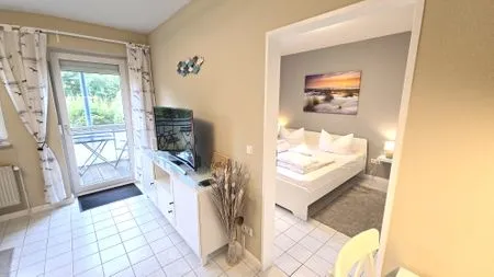Wohnzimmer Ferienwohnung "Lieblingsplatz" in Kalifornien an der Ostsee