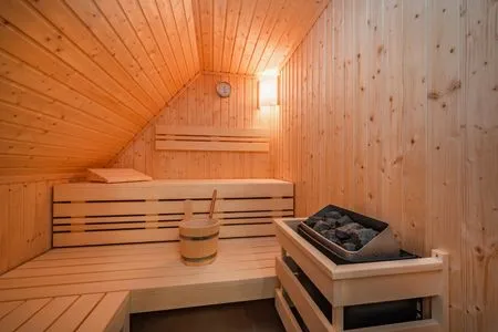 Sauna Ferienhaus Im Kiefernwäldchen mit Sauna, Kamin und Terrasse