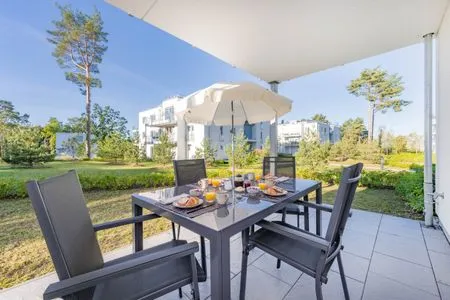 Terrasse Ferienwohnung Haffmuschel mit Terrasse & 2 Schlafzimmern