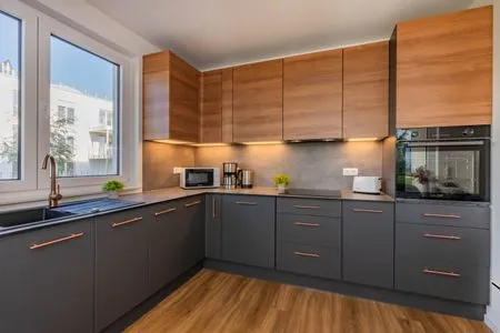 Küche / Küchenzeile Ferienwohnung Haffmuschel mit Terrasse & 2 Schlafzimmern