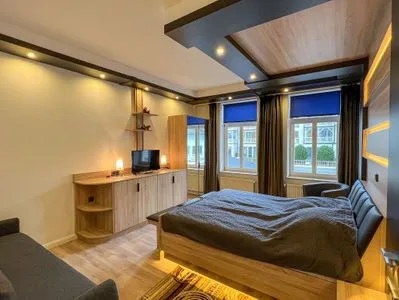Schlafzimmer helle Ferienwohnung, strandnah mit großem Balkon