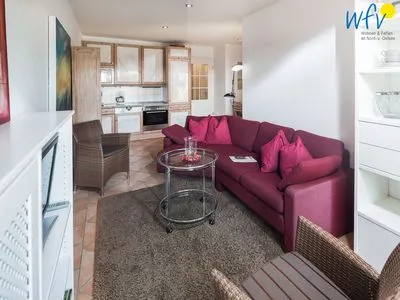 Wohnzimmer Haus Ebbe und Flut Ferienwohnung Deichläufer