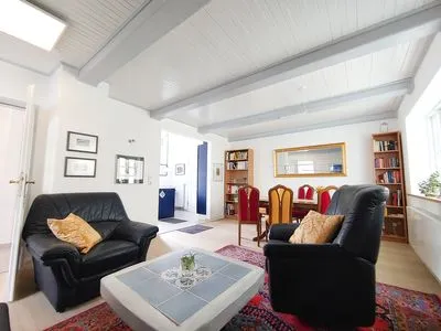 Wohnzimmer Erika's Hüs Ferienwohnung „Blä Waanang"
