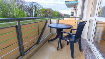 Balkon mit Tisch und Bestuhlung Residenz am Strand Wohnung 1-15