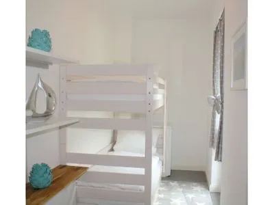 Schlafzimmer mit Etagenbett Logierhaus Friedrich WE 01 - "Beachhouse No.1"