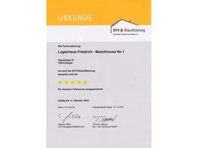 DTV Klassifizierung Logierhaus Friedrich WE 01 - "Beachhouse No.1"