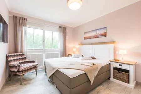 Schlafzimmer mit Doppelbett Logierhaus Friedrich WE 10 - "Muschelsucher"