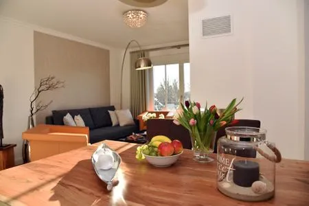 Blick in den Wohnbereich Logierhaus Friedrich WE 19 - "Weststrand"