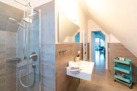 Badezimmer mit Dusche Mühlenstrasse 23 - Wohnung Oberdeck