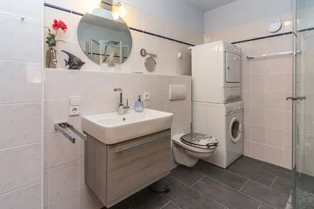 Badezimmer mit Dusche Ferienpark Freesenbruch Wohnung 4.5 - Kranichtanz