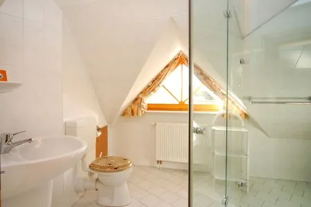 Badezimmer mit Dusche Ferienpark Freesenbruch Wohnung 13b - Haubentaucher