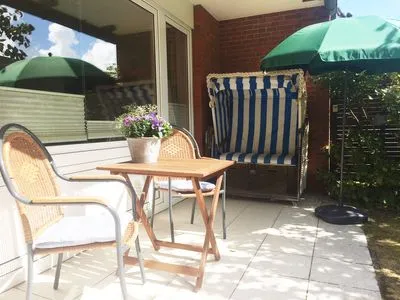 Terrasse der Ferienwohnung Meeresleuchten in Wittdün auf Amrum Ferienwohnung *Meeresleuchten*
