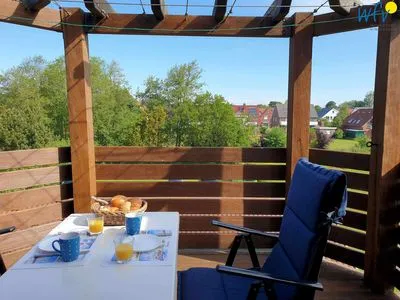 Balkon Ferienhaus Greune-Stee-Weg 103b Ferienwohnung Inselblick