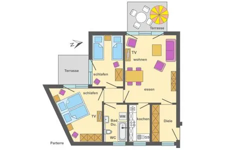Grundriss Ferienpark Freesenbruch Wohnung 1.1 - Seestern