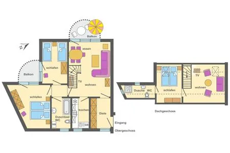 Grundriss Ferienpark Freesenbruch Wohnung 1.4 -Ferienzeit