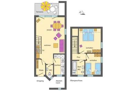 Grundriss Ferienpark Freesenbruch Reihenhaus 5c - Hummer