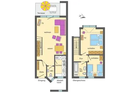 Grundriss Ferienpark Freesenbruch Reihenhaus 8a - Eisbär