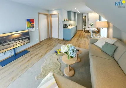 Wohnzimmer Töwerhus Ferienwohnung Muschel