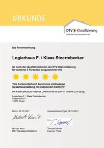 DTV Klassifizierung Logierhaus Friedrich WE 3 - "Klaas Störtebecker"