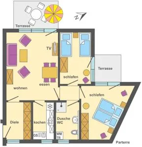 Grundriss Ferienpark Freesenbruch Wohnung 1.3 - Störtebeker