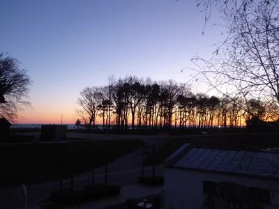 Blick vom Balkon auf den Sonnenuntergang Residenz am Strand Wohnung 2-36