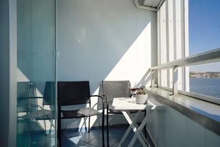 Balkon Ferienwohnung Schleiloge mit Panoramablick auf die Schlei