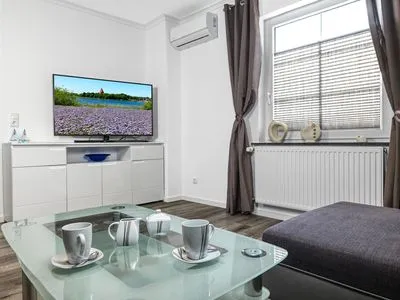 Wohnzimmer Ferienanlage Pfeiffer Haus Strandrose