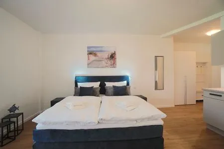 Schlafzimmer Ferienwohnung 'Lütt Stuv' für zwei Personen direkt am Schleswiger Dom