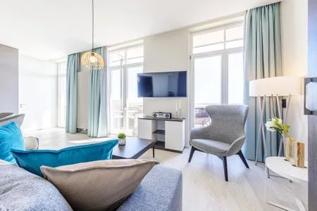 Ferienwohnung Große Welle Ostseebad Wustrow ZweiWasser Alte Seefahrtschule Wohnzimmer  Große Welle