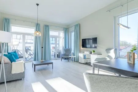 Ferienwohnung Käptenslounge Ostseebad Wustrow ZweiWasser Alte Seefahrtschule Wohnzimmer  Käptenslounge