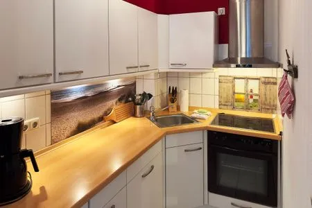 Küche in der Ferienwohnung Wattkieker in Wittdün auf Amrum Haus Nordenlicht Ferienwohnung Wattkieker