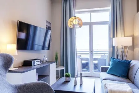 Ferienwohnung Ostseestern Ostseebad Wustrow ZweiWasser Alte Seefahrtschule Wohnzimmer  Ostseestern