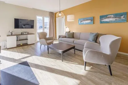 Ferienwohnung Sommersuite Ostseebad Wustrow ZweiWasser Alte Seefahrtschule Gemütliches Wohnzimmer  Sommersuite