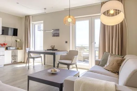 Ferienwohnung Kleine Strandoase Ostseebad Wustrow ZweiWasser Alte Seefahrtschule Gemütlicher Wohnbereich  Kleine Strandoase