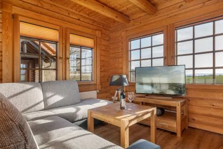 Wohnzimmer Blockhaus Admiral Nelson - 1.  Reihe Meerblick