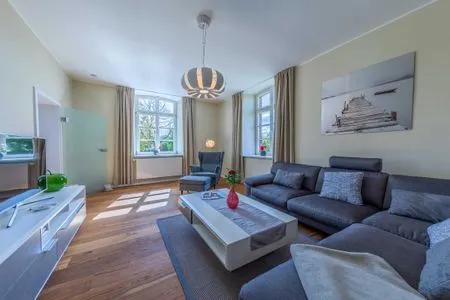 Ferienhaus Schmiede Blücherhof Blick in das Wohnzimmer  Schmiede Blücherhof