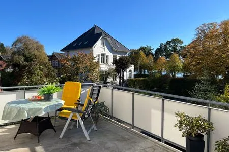 Balkon Ferienwohnung mit großem Balkon und Blick auf die Eckernförder Bucht