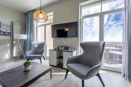 Ferienwohnung Ostseeperle Ostseebad Wustrow ZweiWasser Alte Seefahrtschule Wohnzimmer  Ostseeperle