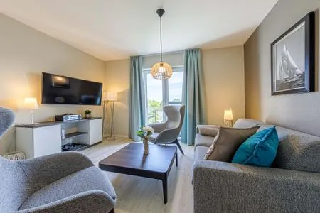 Ferienwohnung Boddensonne Ostseebad Wustrow ZweiWasser Alte Seefahrtschule Gemütliches Wohnzimmer  Boddensonne