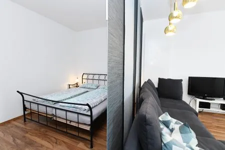 Schlafzimmer Studio-Ferienwohnung 7a GOLDIGES ECK mit Terrasse