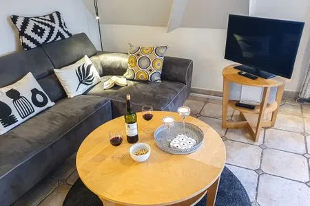 Wohnzimmer mit TV  Kormoran Wohnung 13