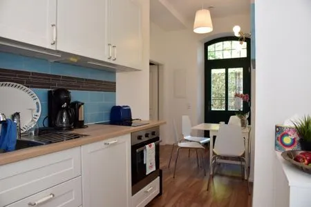 Küche / Küchenzeile Romantische Wohnung Gleis 1 im historischen Bahnhof mit Terrasse