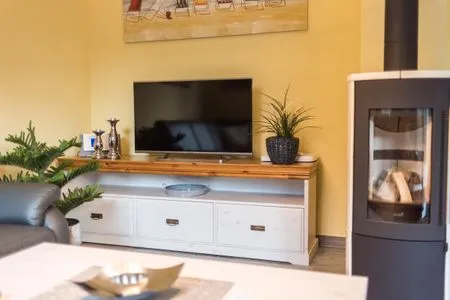 TV und Kaminofen  Ferienhaus - Deichweg 10