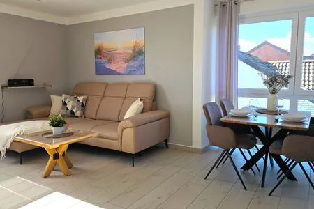 Wohnzimmer Ferienwohnung "Ankerplatz" am Schönberger Strand