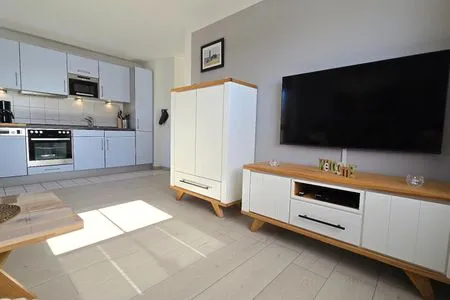 Wohnzimmer Ferienwohnung "Ankerplatz" am Schönberger Strand