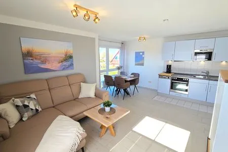 Wohnzimmer Ferienwohnung "Ankerplatz" am Schönberger Strand